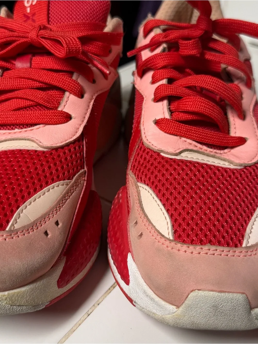 Puma Red Sport Bra and Leggings Set with Red Sneakers